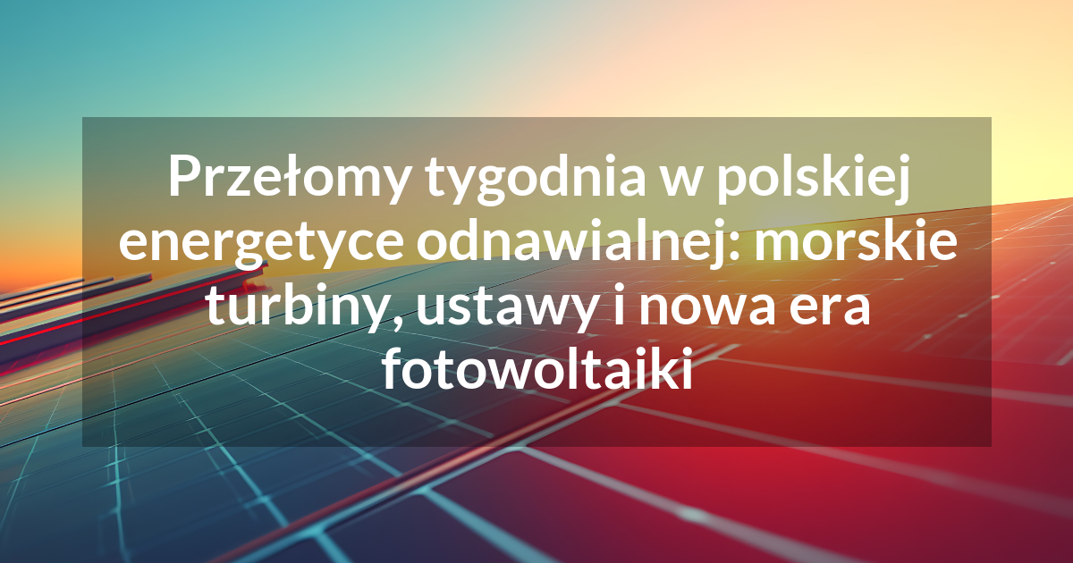 Przełomy tygodnia w polskiej energetyce odnawialnej: morskie turbiny, ustawy i nowa era fotowoltaiki