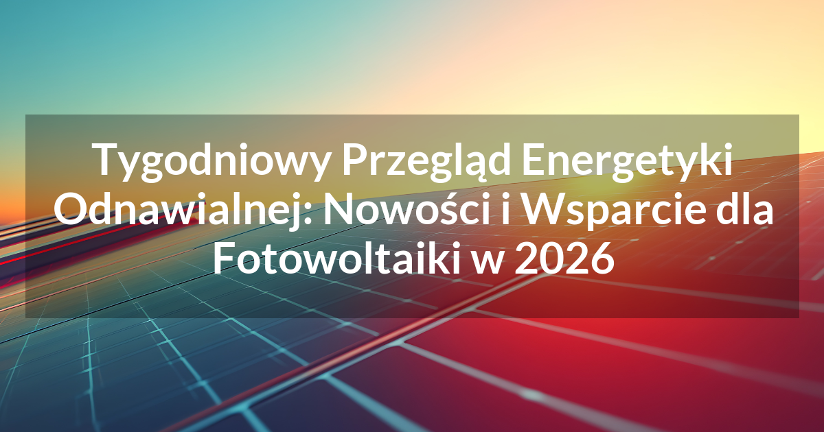 Tygodniowy Przegląd Energetyki Odnawialnej: Nowości i Wsparcie dla Fotowoltaiki w 2026